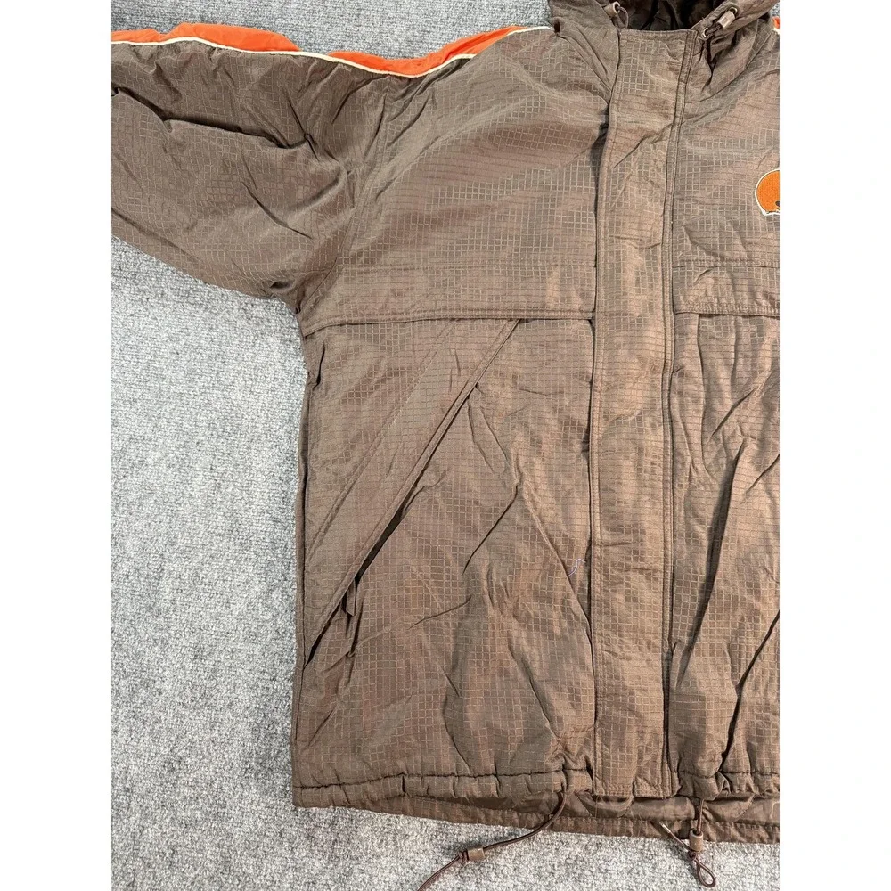 Vintage Cleveland Browns Jacket Mens Large Brown‎ NFL Football Puma Hooded Logo